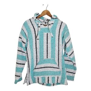 Earth Ragz Green And Black Striped Baja Hoodie Size M